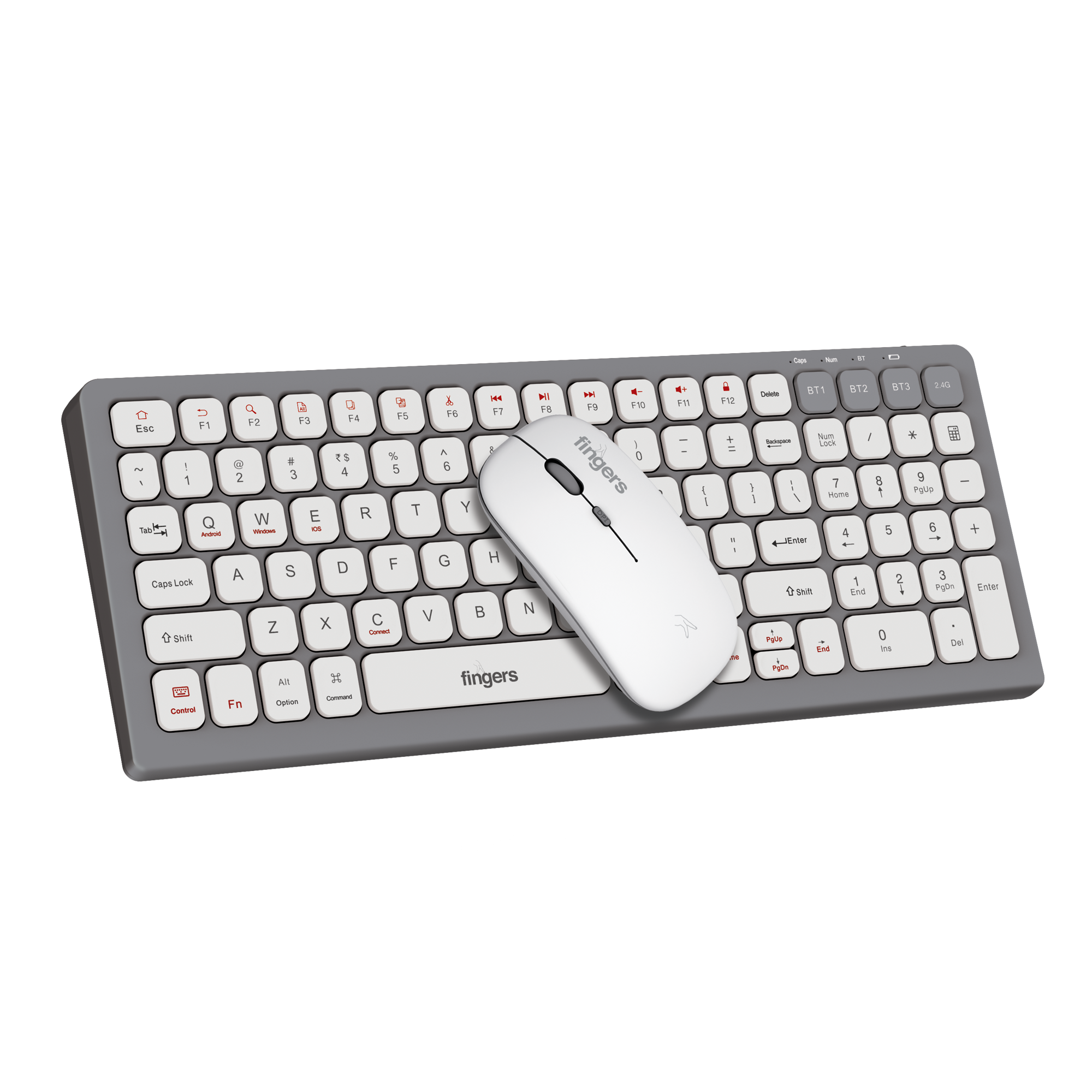 FINGERS ComboRegal-D4 Wireless Keyboard + Mouse | 2.4GHz USB Nano Receiver | Silent Keys | Ergonomic Design | Plug & Play for Windows / Mac
